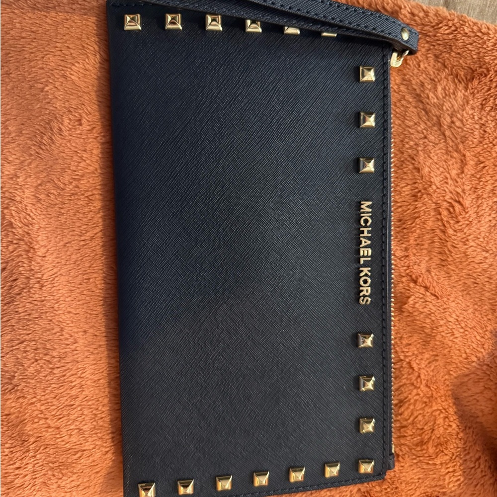 Michael Kors Black Clutch with Gold Studs